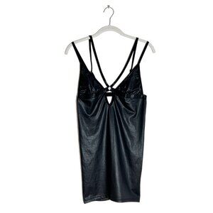 Current Mood Women's Polyurethane Strappy Mini Slip Dress in Black - Size M